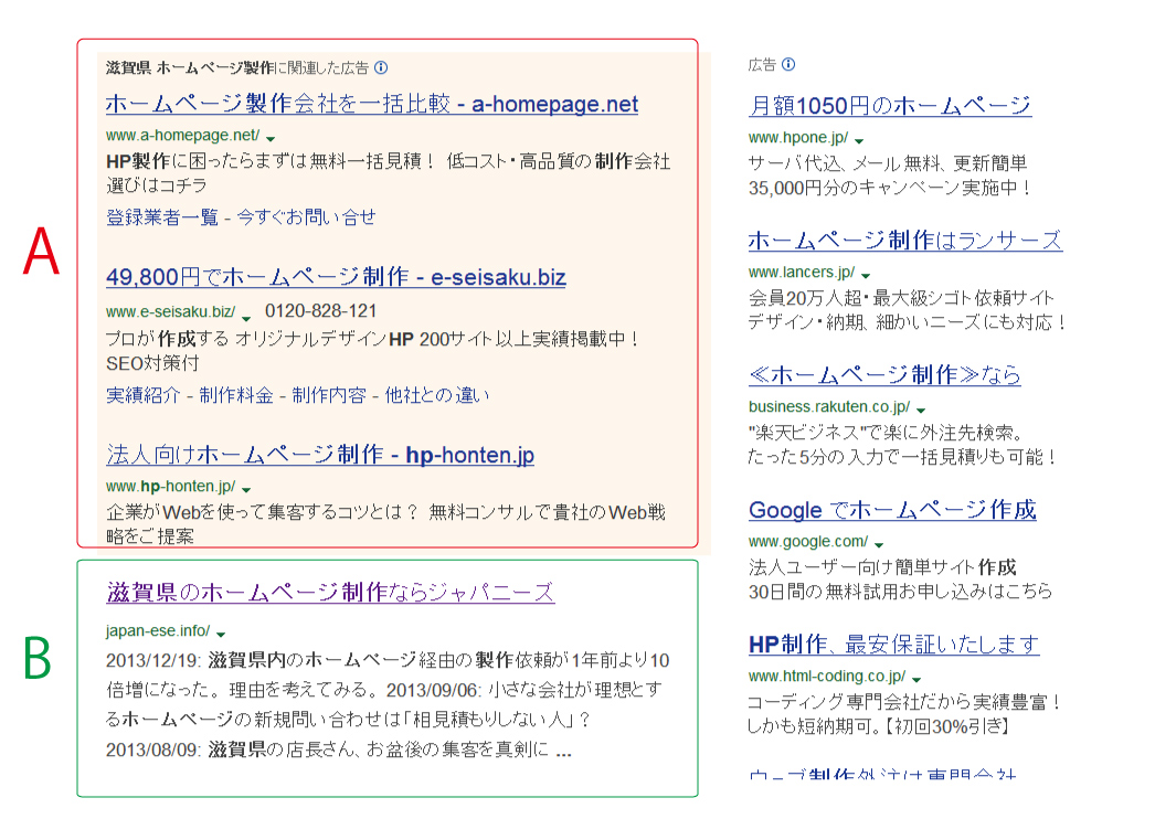 検索結果の種類